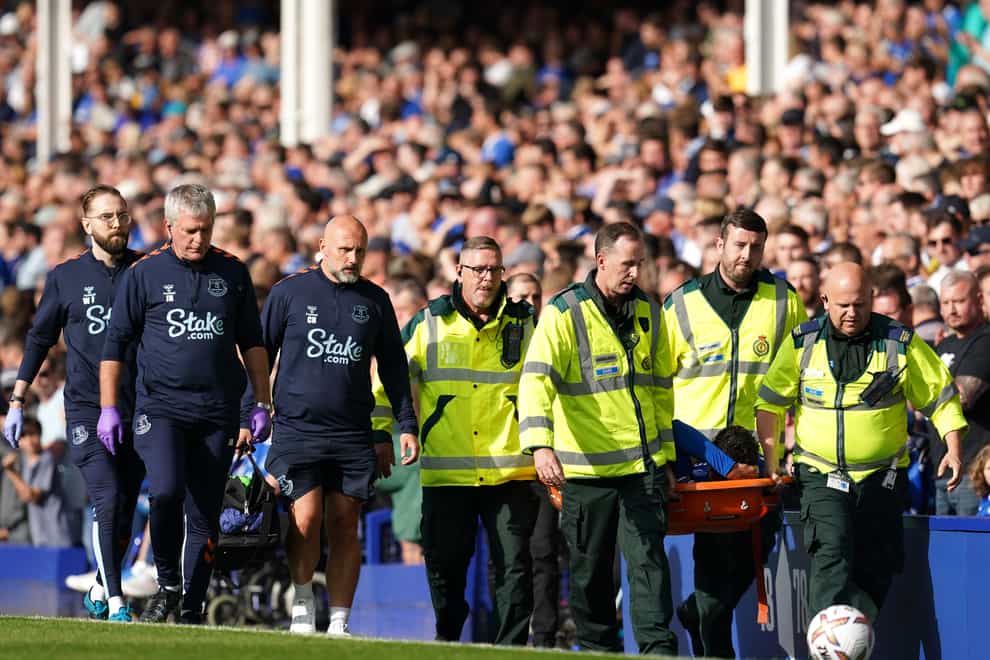 Everton defender Ben Godfrey is likely to be out for two to three months with a broken leg (Nick Potts/PA)