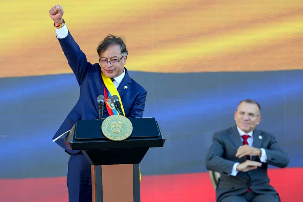 Colombia’s first leftist president declared ‘the war on drugs has failed’ as he was sworn into office on Sunday (Fernando Vergara/AP)