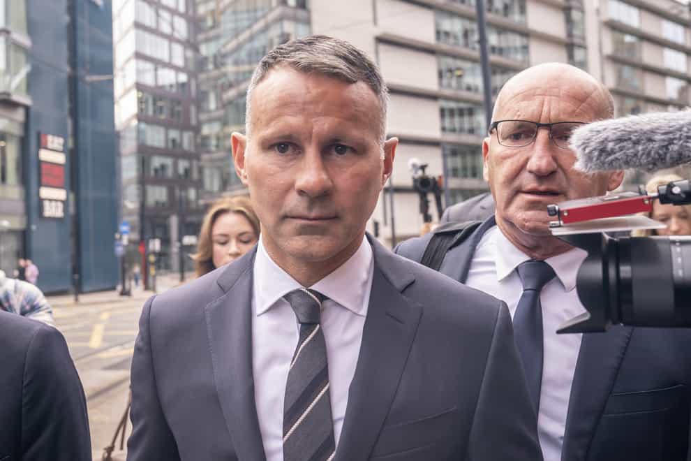 Former Manchester United footballer Ryan Giggs arrives at Manchester Minshull Street Crown Court where he is accused of controlling and coercive behaviour against ex-girlfriend Kate Greville between August 2017 and November 2020 (Danny Lawson/PA)