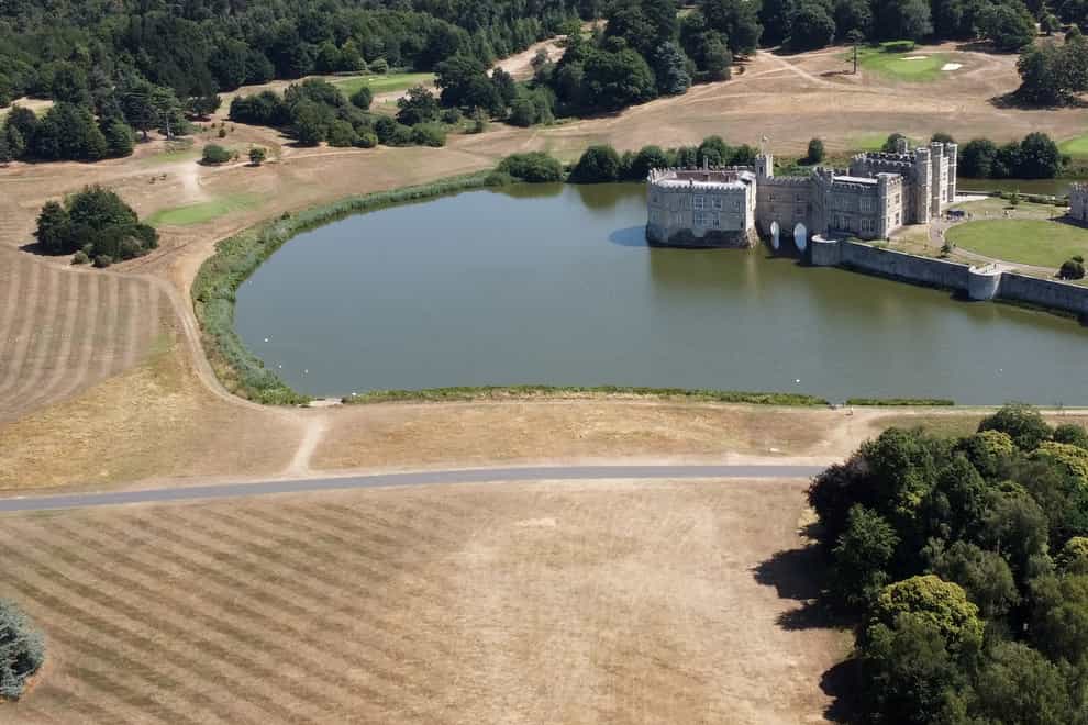 A view of the parched lawns around Leeds Castle in Kent (GaretH Fuller/PA)