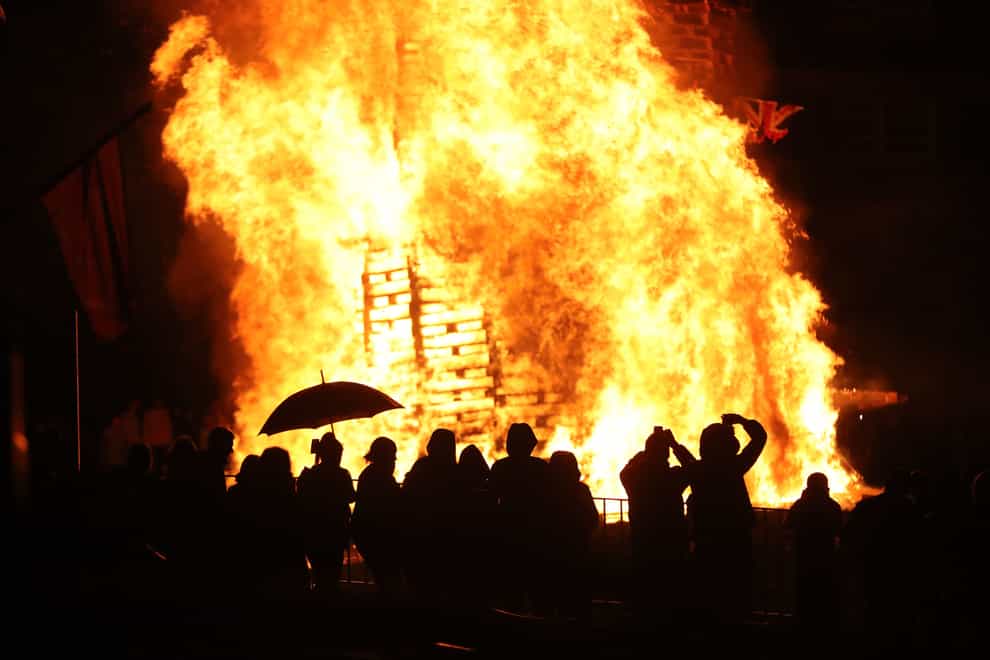 A previous internment bonfire in north Belfast. No large-scale bonfires were lit in 2022 (PA)