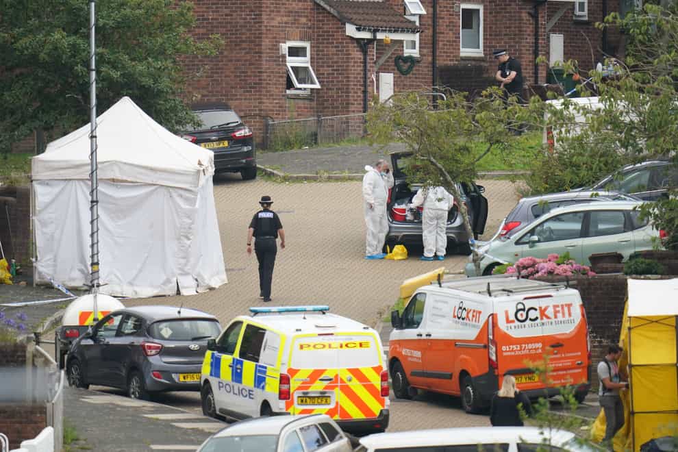 Forensic officers in the Keyham area of Plymouth following the shootings (Andrew Matthews/PA)
