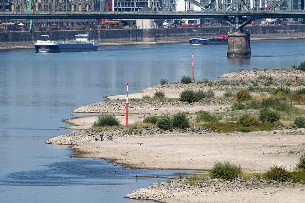 The river Rhine is pictured with low water in Cologne, Germany (Martin Meissner/AP)