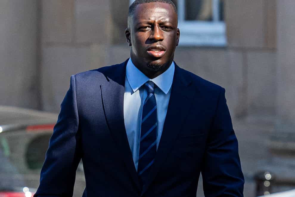 Manchester City footballer Benjamin Mendy arrives at Chester Crown Court (David Rawcliffe/PA)