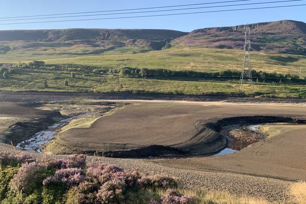 A view of the low water levels at the United Utilities, Woodhead Reservoir, in Derbyshire (Dave Higgens/PA)