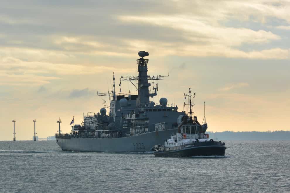 HMS Lancaster sailing back to Portsmouth Naval Base after shadowing and gathering intelligence on Russian warships travelling around the UK in December 2020 (Ben Mitchell/PA Wire)