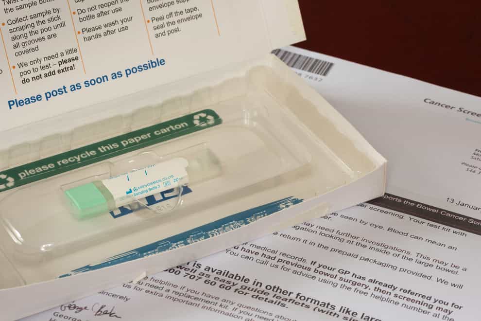 Screening letter and kit for bowel cancer (Alamy/PA)