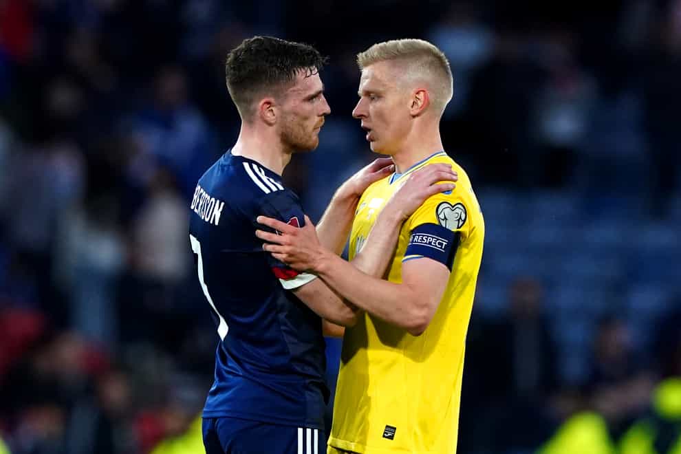 Andy Robertson and Oleksandr Zinchenko will meet again in Poland (Andrew Milligan/PA)