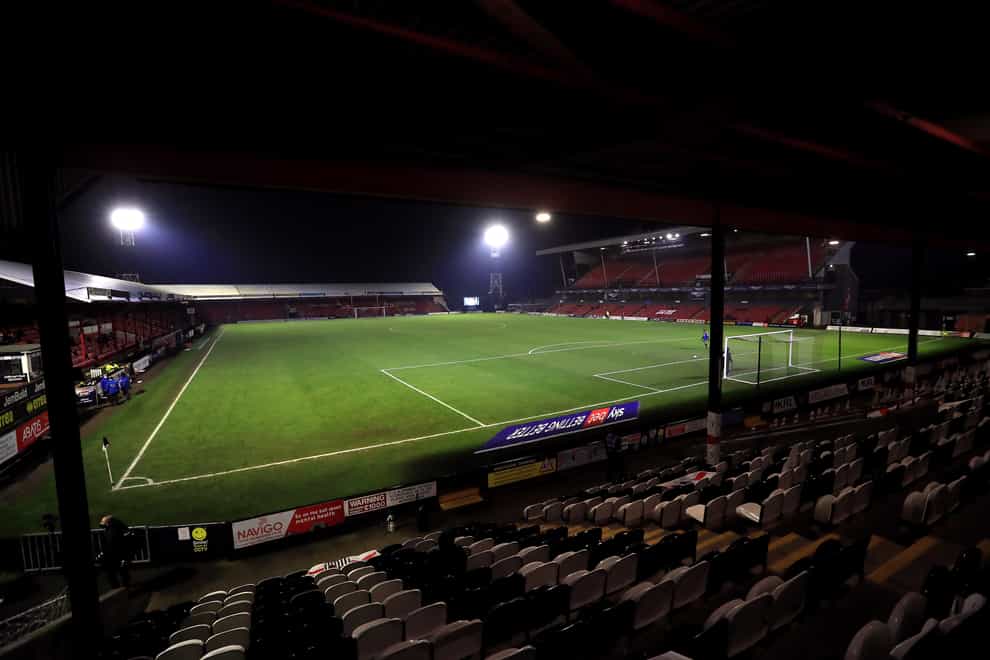 Grimsby’s match against Carlisle at Blundell Park was abandoned (Mike Egerton/PA)