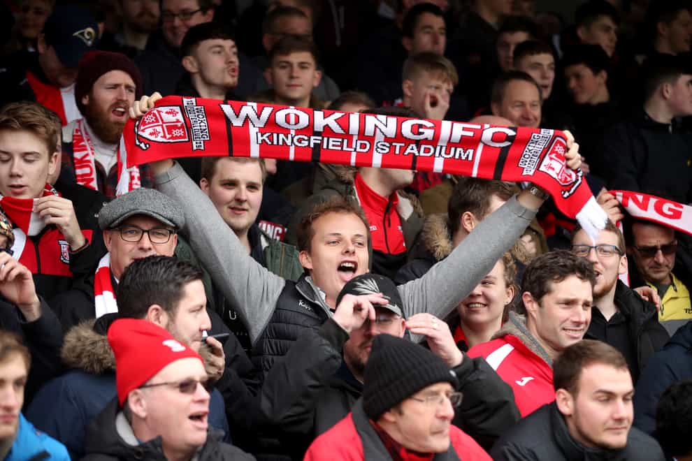 Woking fans celebrated a second successive National League victory with a 2-0 win over Scunthorpe (Adam Davy/PA)