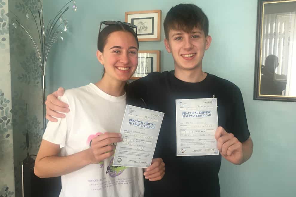 Twins Alfie and Emma, 18, passed their driving tests at the same time (Owen Willis/PA)