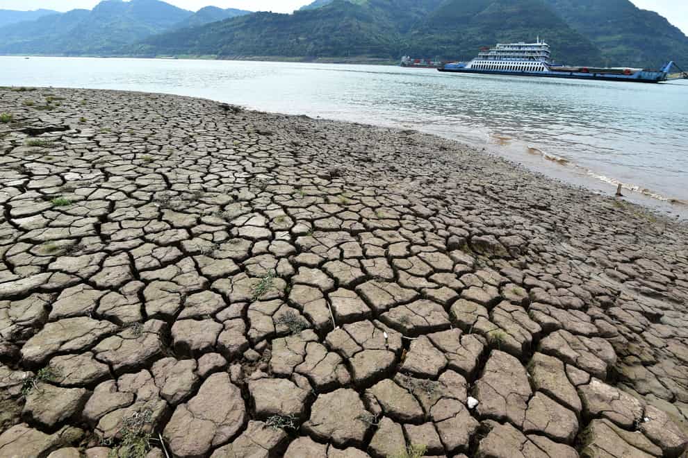 A dried riverbed is exposed in south-west China (Chinatopix Via AP)