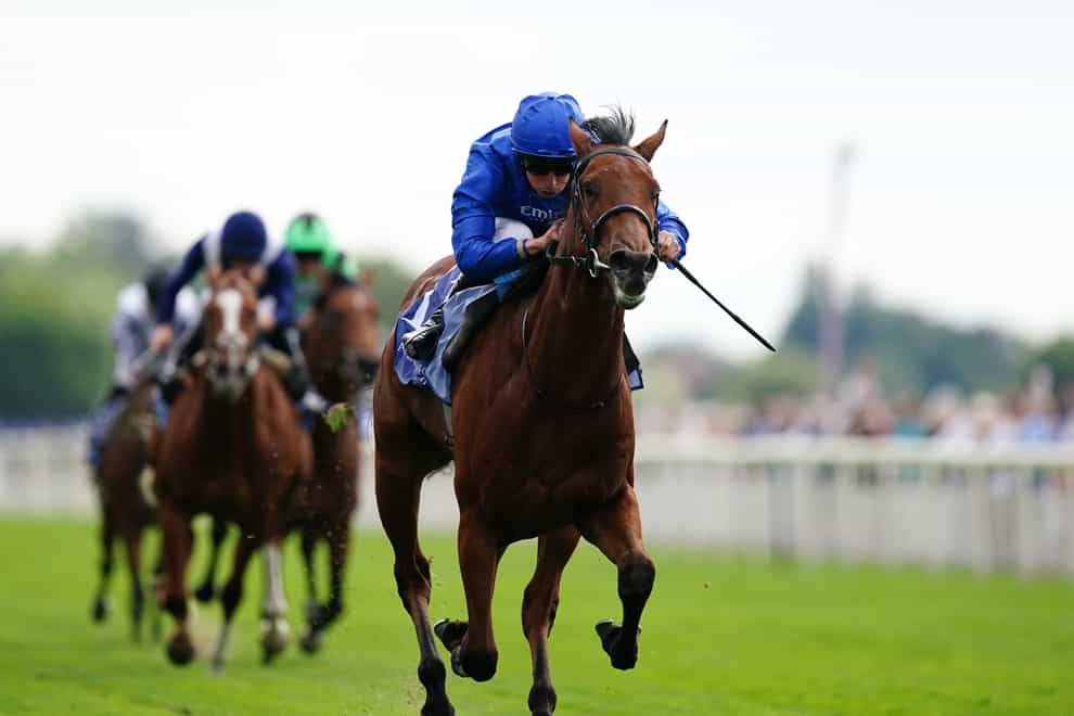 Noble Style ridden by William Buick (right) on their way to winning the Al Basti Equiworld Dubai Gimcrack Stakes during day three of the Ebor Festival at York Racecourse (Mike Egerton/PA)