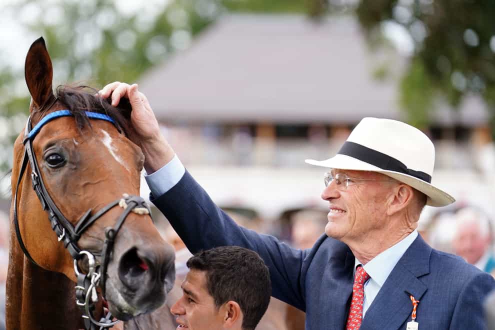 Trainer John Gosden with Trawlerman following victory in the Sky Bet Ebor Handicap (Mike Egerton/PA)