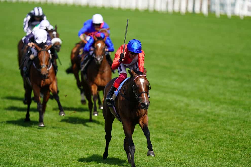 Inspiral ridden by Frankie Dettori on their way to winning the Coronation Stakes during day four of Royal Ascot at Ascot Racecourse. (PA)