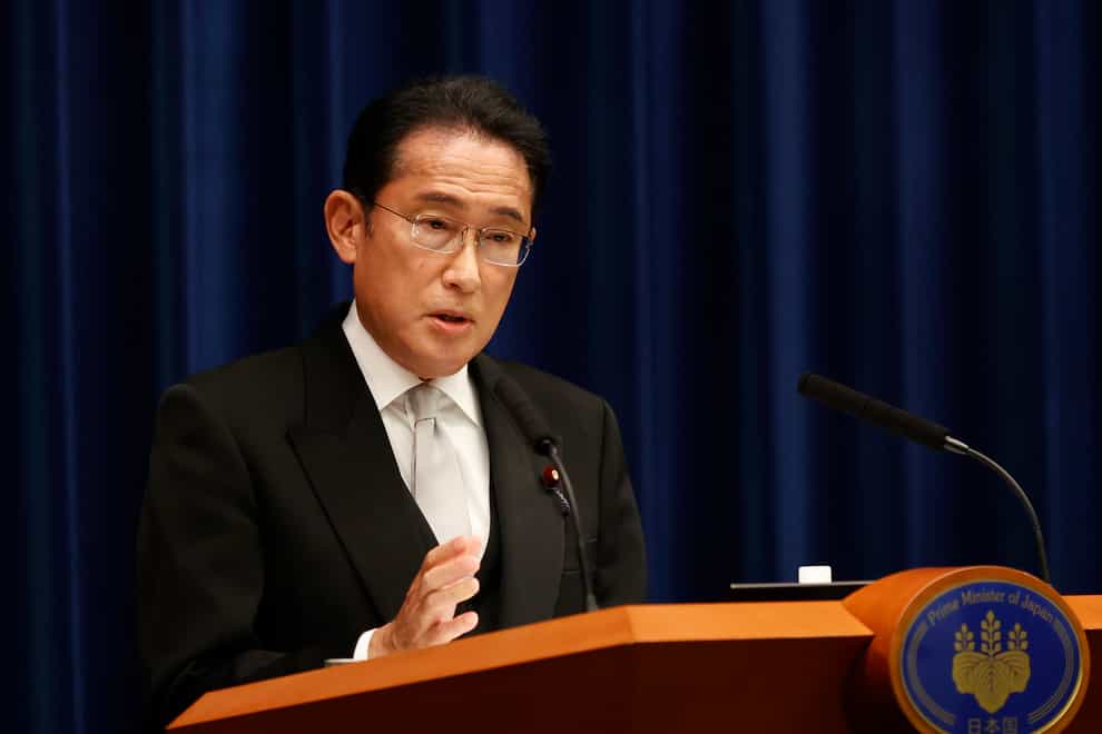 Prime Minister Fumio Kishida has been diagnosed with Covid-19 and cancelled his planned travels while he isolates and recovers (Rodrigo Reyes Marin/Pool/AP)