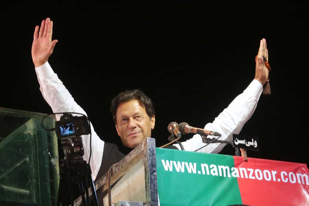 Pakistani police have filed terrorism charges against former prime minister Imran Khan (KM Chaudary/AP)
