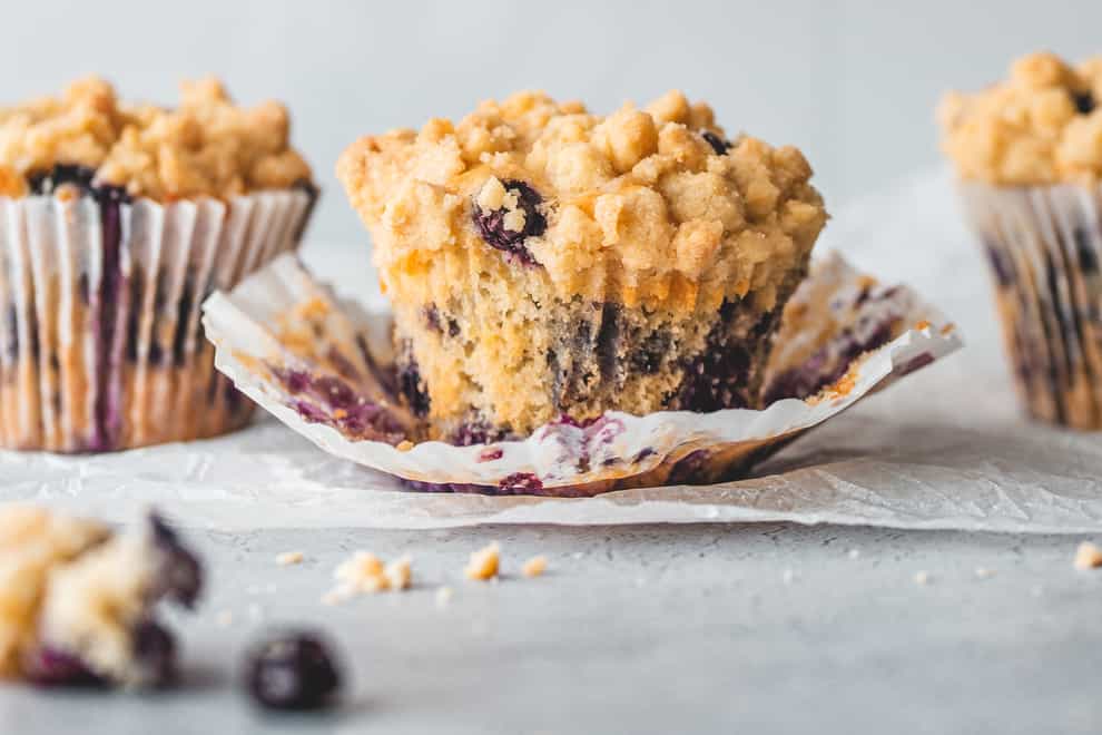 Bakery-style blueberry muffins from Small Batch Bakes (Edd Kimber/PA)