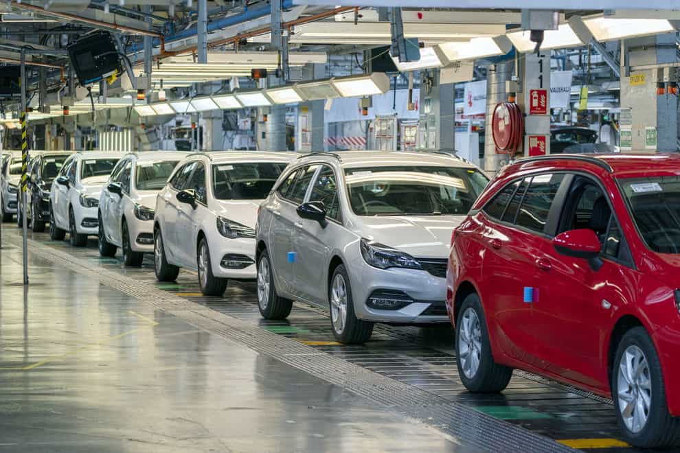 UK car production has risen for three consecutive months year-on-year, leading to hopes that component shortages are easing (Peter Byrne/PA)