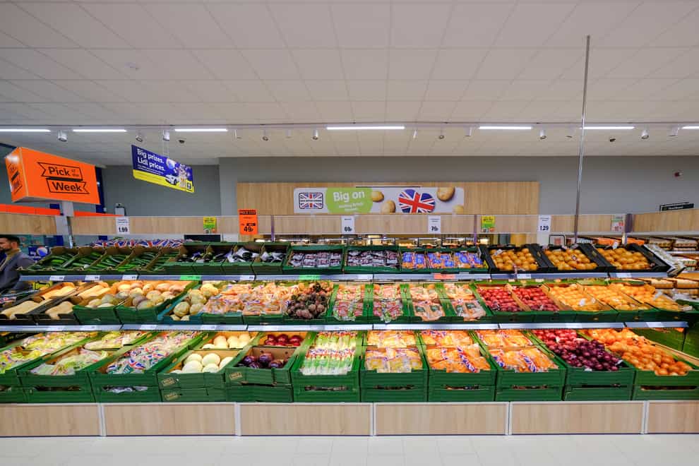 Fruit and veg on display at Lidl (CPG Photography/PA)
