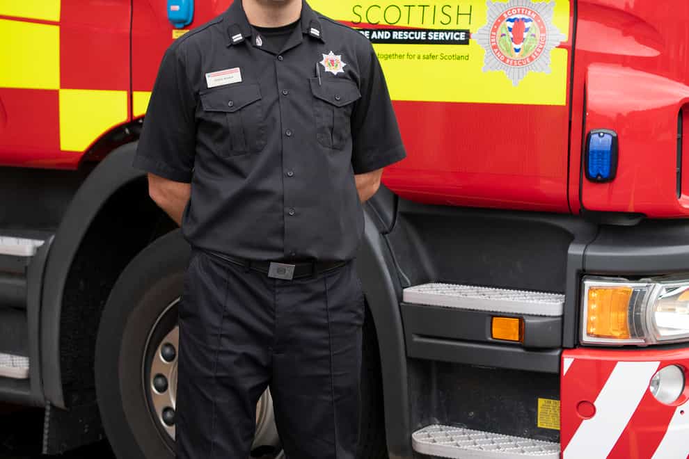 Firefighter Derek Roden paid tribute to his grandfather as part of a service to remember seven firefighters who died tackling a blaze in Glasgow 50 years ago (Scottish Fire and Rescue Service/PA)