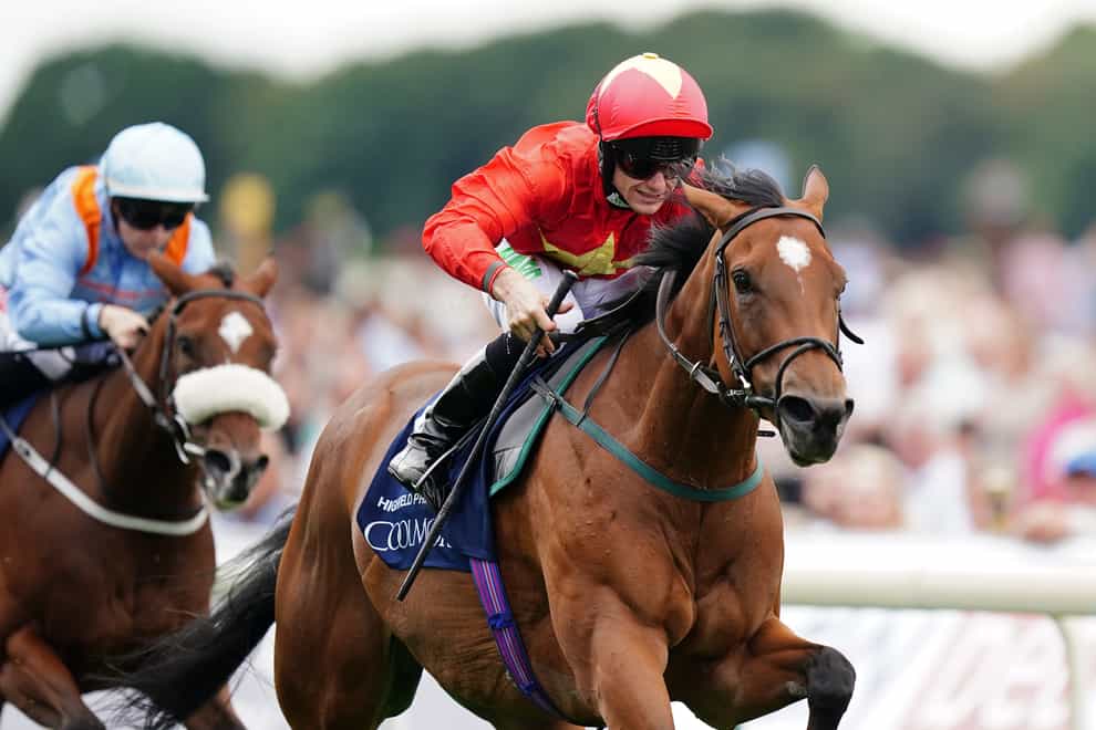 Highfield Princess, here ridden by Jason Hart (right) on their way to winning the Coolmore Wootton Bassett Nunthorpe Stakes at York, could run in Ireland on her next start (Mike Egerton/PA)