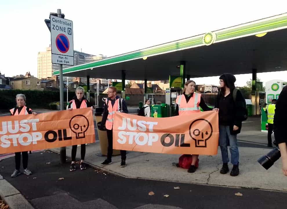 Climate group Just Stop Oil sabotaged petrol stations across London on Friday morning (Just Stop Oil/PA)