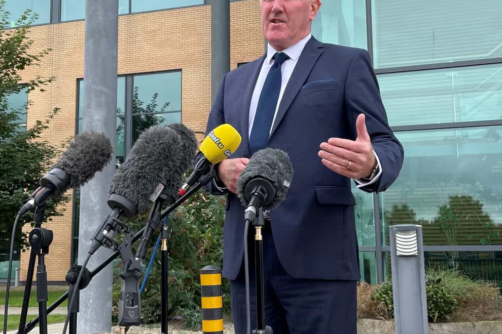 Conor Murphy speaking to the media in Belfast following the confirmation that a £400 Energy Bill Support Scheme will be rolled out in NI (David Young/PA)