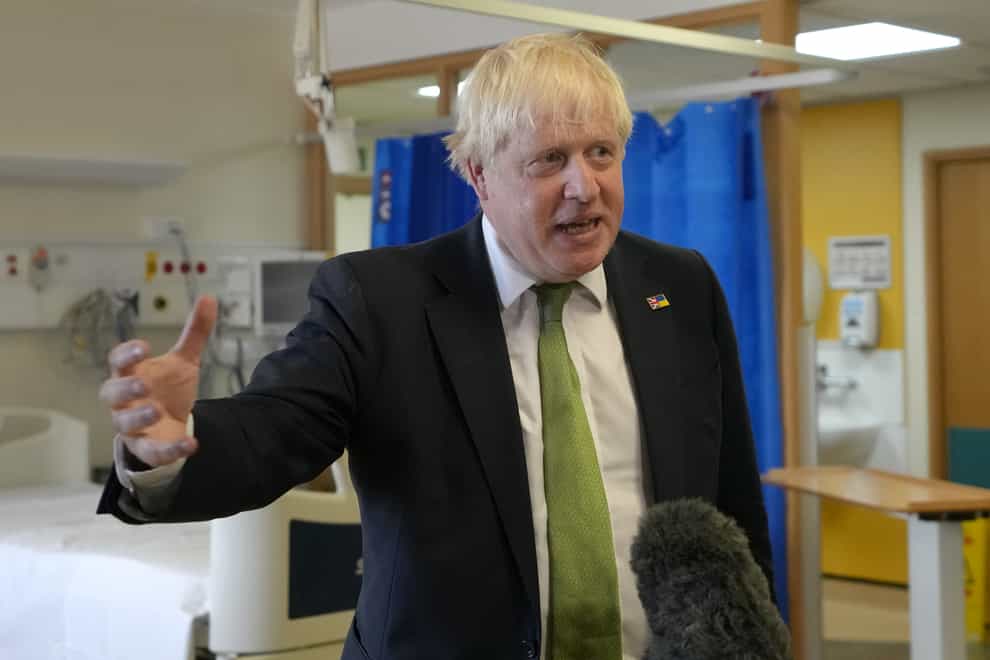 Prime Minister Boris Johnson speaks to the media during a visit to the South West London Elective Orthopaedic Centre in Epsom, Surrey (Kirsty Wigglesworth/PA)