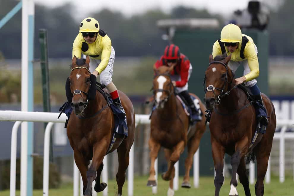 Jadoomi (right) gets up to beat stablemate Finest Sound in the Celebration Mile at Goodwood (Steven Paston/PA)
