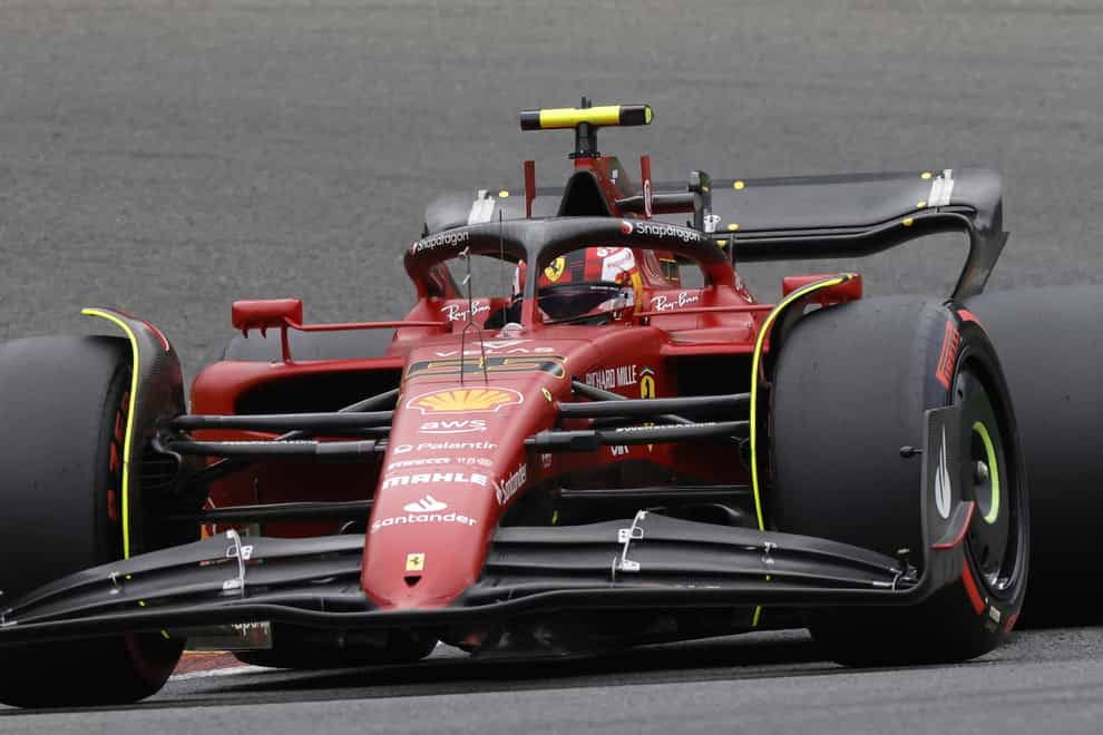 Ferrari driver Carlos Sainz en route to pole position for the Belgian Grand Prix (Olivier Matthys/AP).