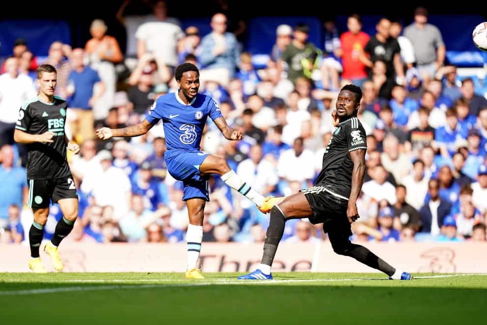 Raheem Sterling opened his goalscoring account for Chelsea with a double against Leicester (Adam Davy/PA)
