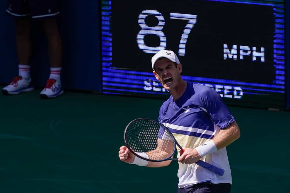 Andy Murray celebrates victory over Francisco Cerundolo (Seth Wenig/AP)