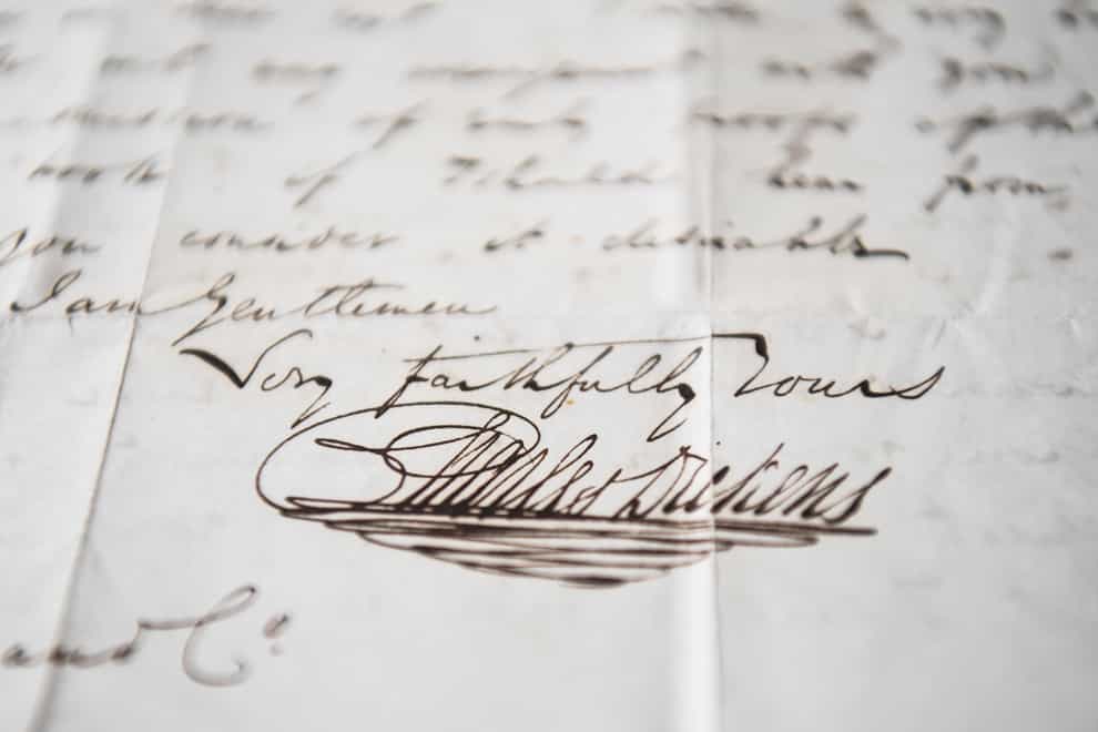 A letter written by Charles Dickens (Kirsty O’Connor/PA)