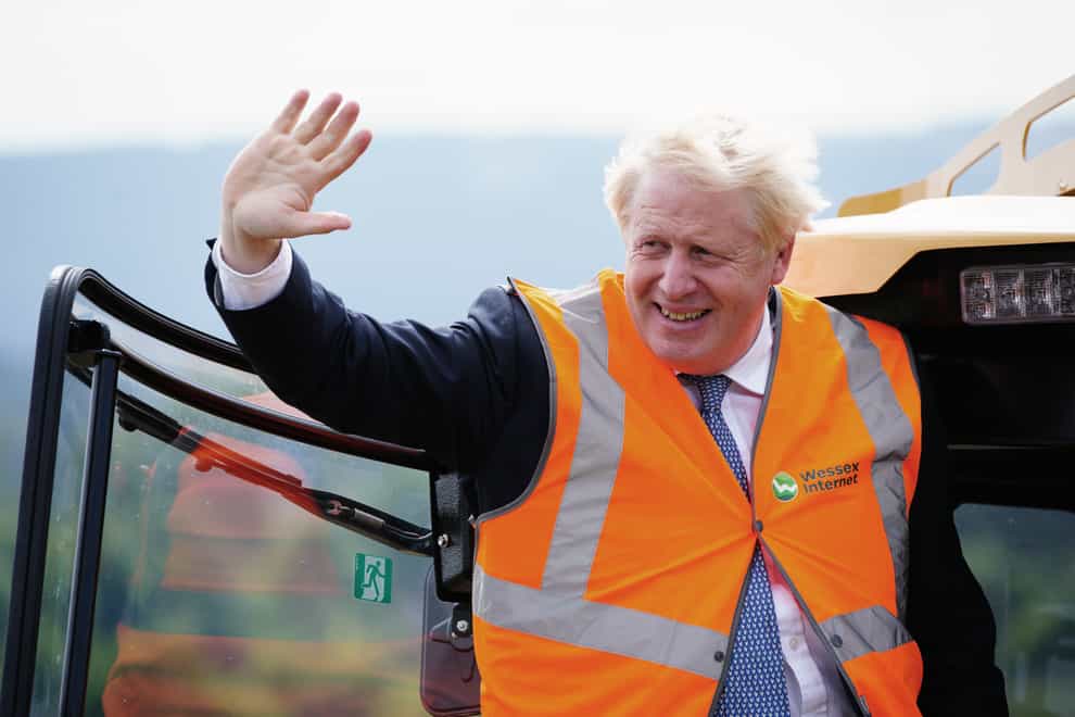 Prime Minister Boris Johnson during his visit to north Dorset (PA)