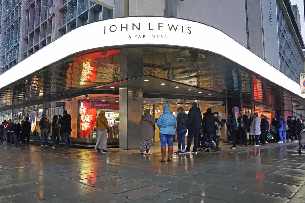 John Lewis is going on a recruitment drive for Christmas workers (Jonathan Brady/PA)