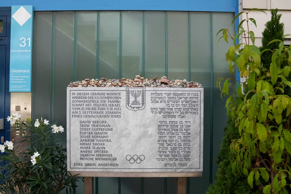 A memorial plaque in Munich for the victims of the terrorist attack (Matthias Schrader/AP)