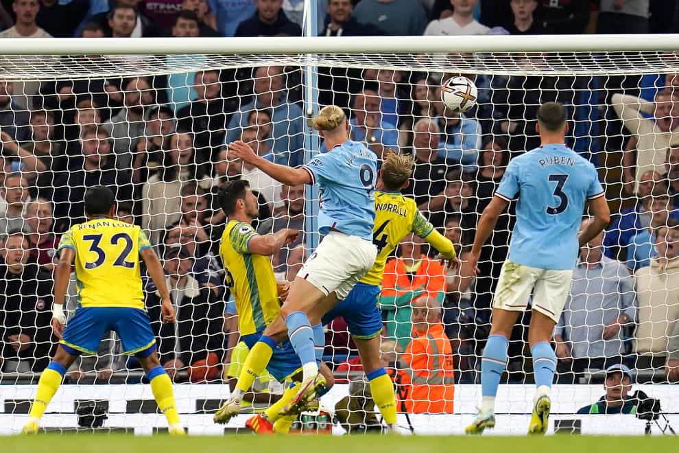 Erling Haaland scored a second successive Premier League hat-trick in Manchester City’s 6-0 victory over Nottingham Forest (Nick Potts/PA)