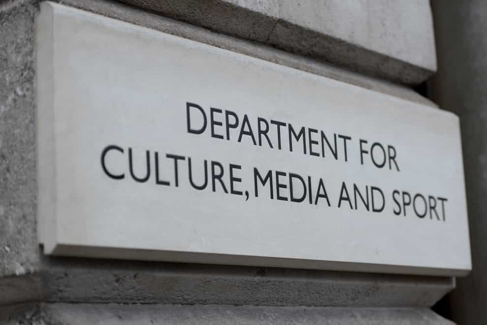A view of signage for the Department for Culture, Media & Sport in Westminster, London.
