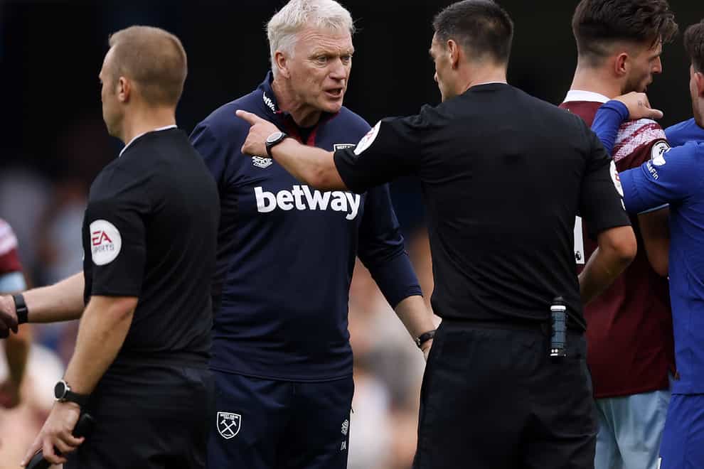 David Moyes was unhappy with the decision to rule out a late equaliser for West Ham against Chelsea (Steven Paston/PA)