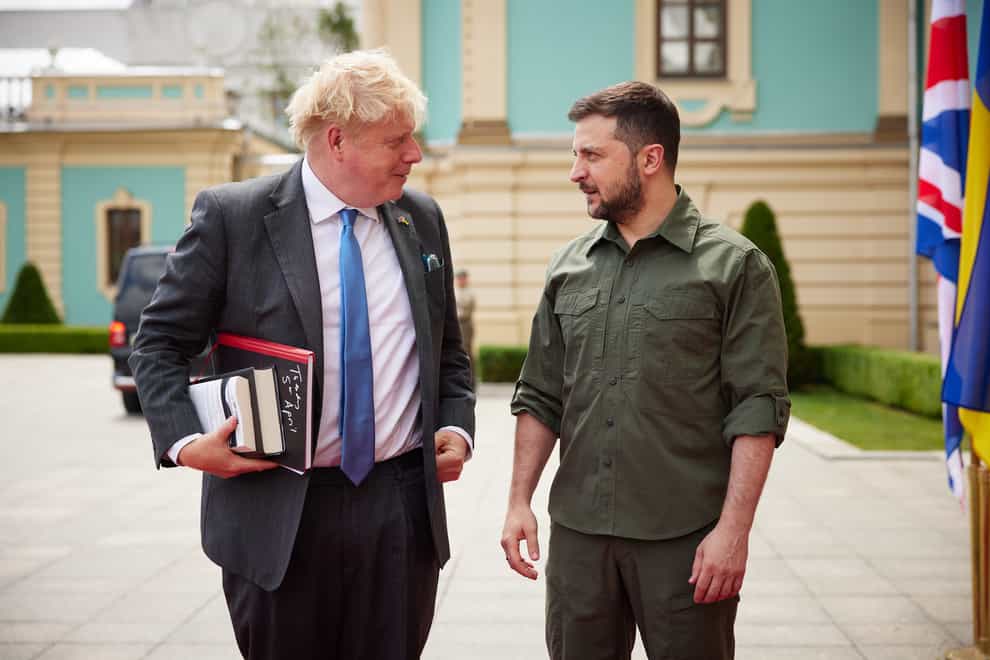 President Volodymyr Zelensky meeting Prime Minister Boris Johnson (PA)