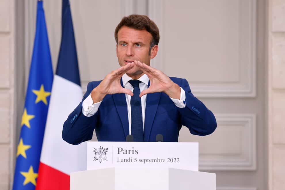 French President Emmanuel Macron (Ludovic Marin, Pool via AP)