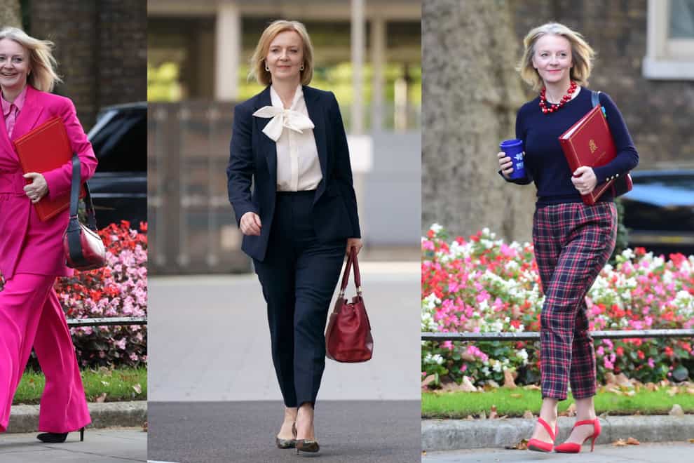 Liz Truss has worn a number of eye-catching outfits during her political career (Jonathan Brady/Victoria Jones/David Mirzoeff/PA)