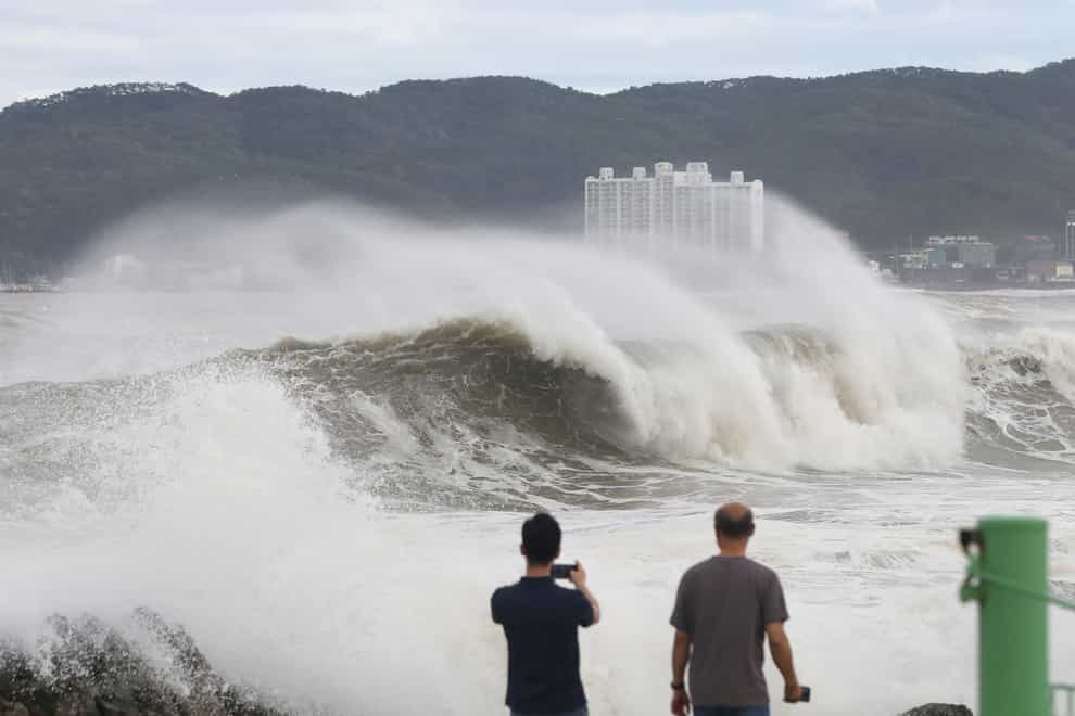 The most powerful typhoon to hit South Korea in years battered its southern region on Tuesday (Kim Yong-tai/Yonhap/AP)