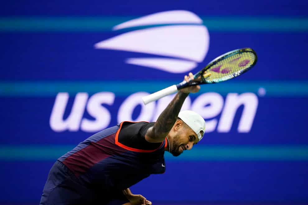 Nick Kyrgios hurls his racket during his loss to Karen Khachanov (Charles Krupa/AP)