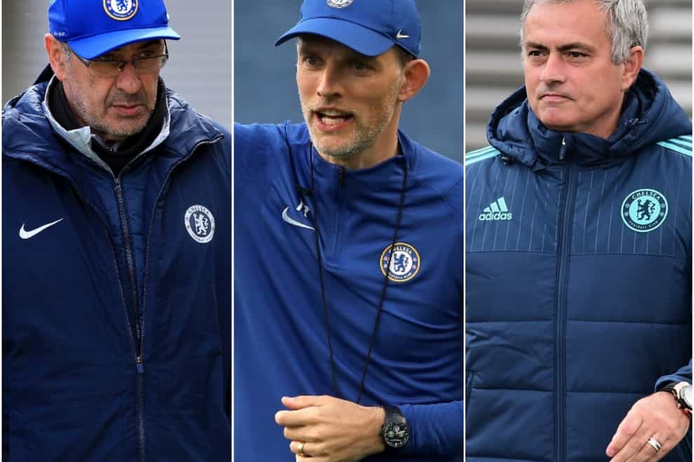 Maurizio Sarri, Thomas Tuchel and Jose Mourinho all won major trophies as Chelsea boss. (Mike Egerton/PA/Nick Potts/PA/Adam Davy/PA)