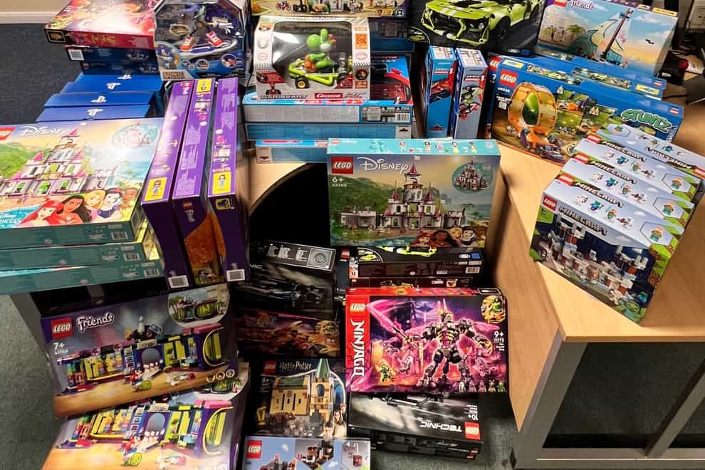 The £4,000 haul of Lego recovered by police (Nottinghamshire Police/PA)