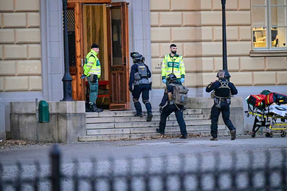 Police officers attend the scene in Malmo, Sweden (Johan Nilsson/TT News Agency via AP)