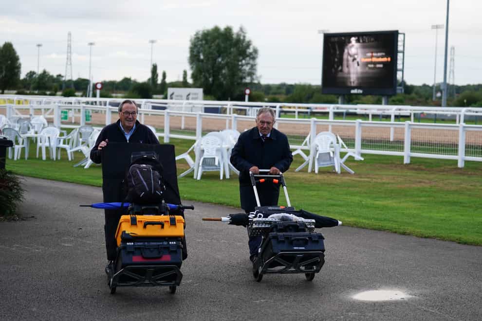Racing is abandoned following the announcement of the death of Queen Elizabeth II during the Racing League 2022 Race Week 5 meeting at Southwell Racecourse, Nottinghamshire (Mike Egerton/PA)