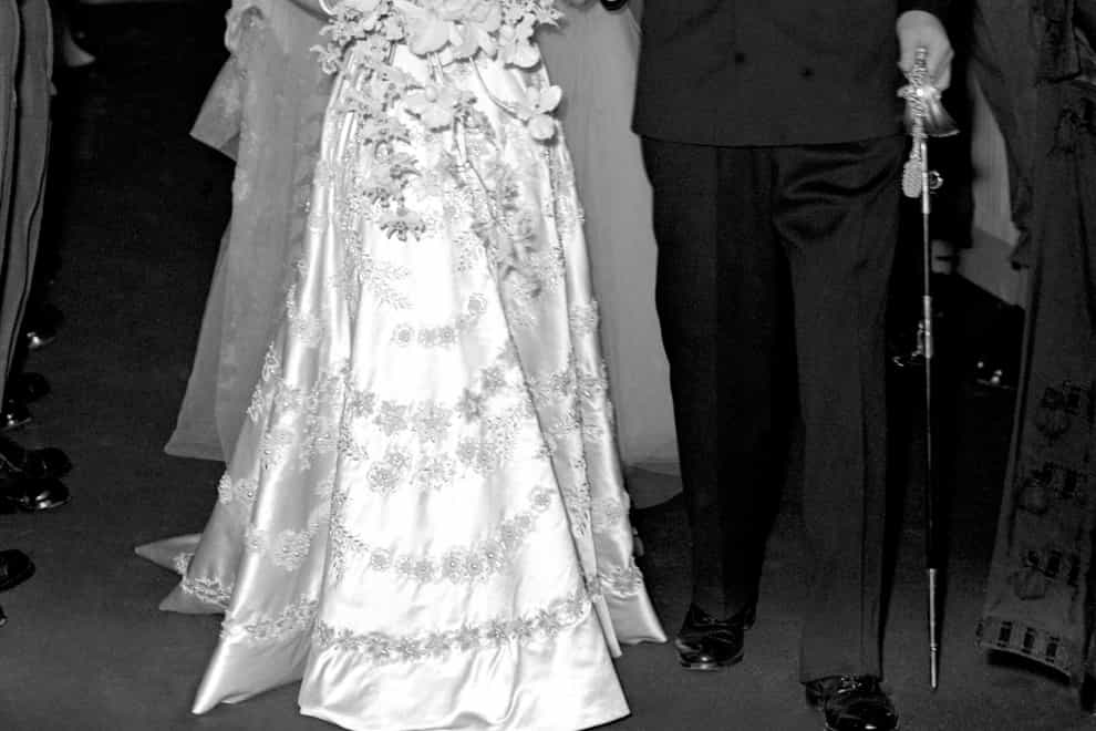 Princess Elizabeth and the Duke of Edinburgh as they leave Westminster Abbey after their marriage ceremony (PA)